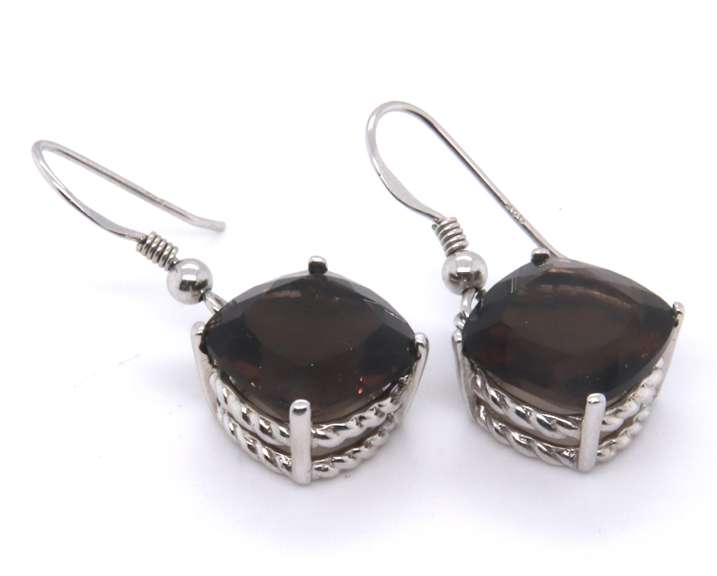Sterling Silver Smokey Quartz Dangle Earrings