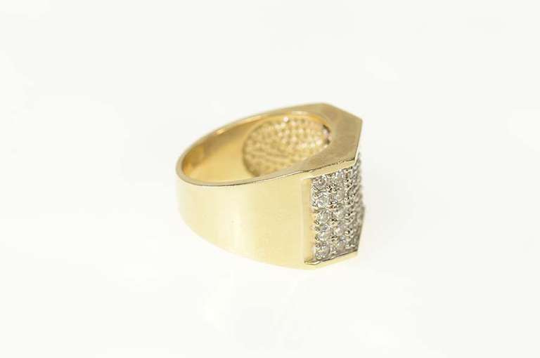 10K Yellow Gold 0.90 Ctw Pave Squared Diamond Statement Ring