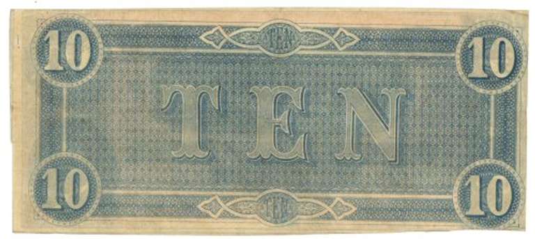 Crisp Unc 1864 $10 Confederate States of America Note (T-68)