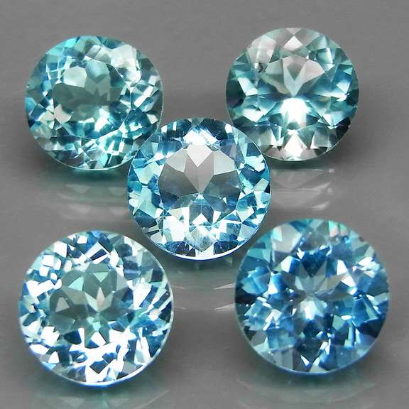 Matched! 5 piece 16.28ct full fire sky blue Topaz set