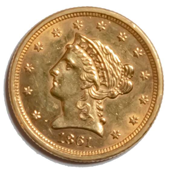 1861 Civil War US Gold Liberty Quarter Eagle
