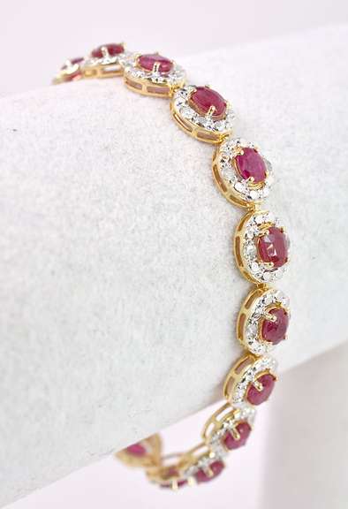 Lush 7.99CTW Ruby and 1.42CTW Diamond Bracelet in Vermeil