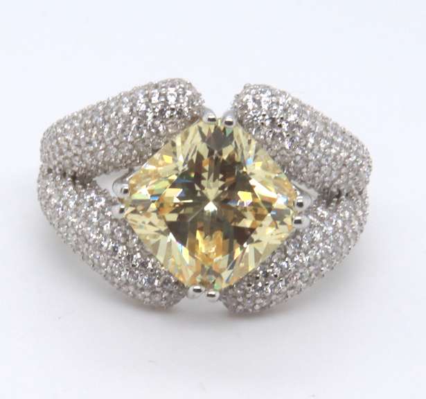 Sterling Silver Yellow Cubic Zirconia Ring