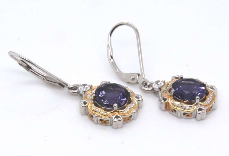 Sterling Silver Gemstone Dangle Earrings