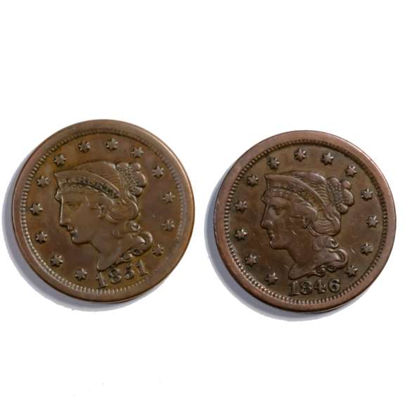 1846 & 1851 Large Cents