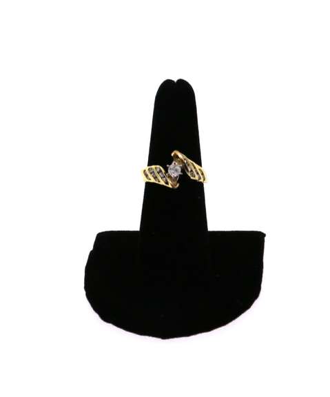 Modern Side Stone Diamond Ring with Channel Set Diamonds on a 14k Gold Band