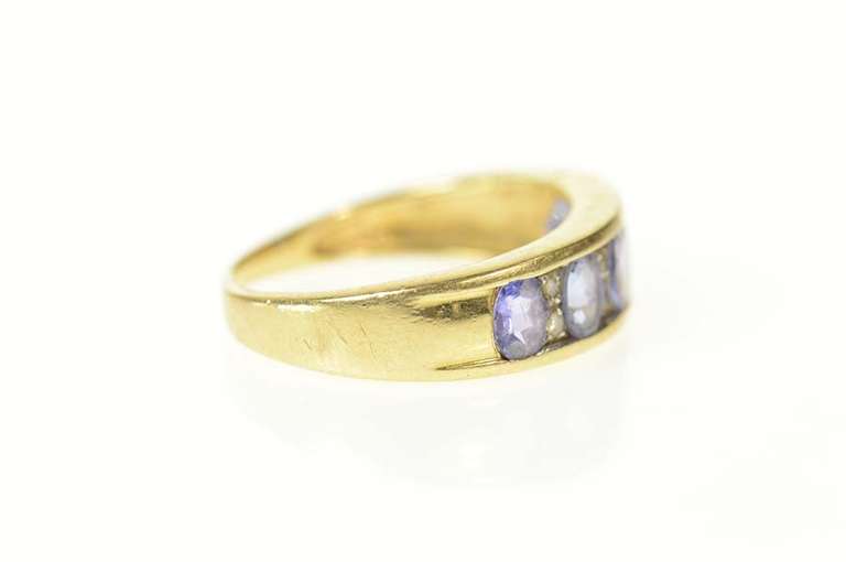14K Yellow Gold Oval Tanzanite Diamond Statement Band Ring
