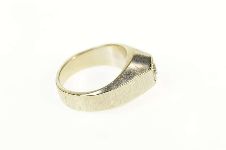 14K White Gold 0.35 Ct Diamond Squared Retro Wedding Ring