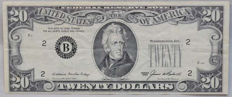 $ 20 1985 FRN With No Serial Numbers