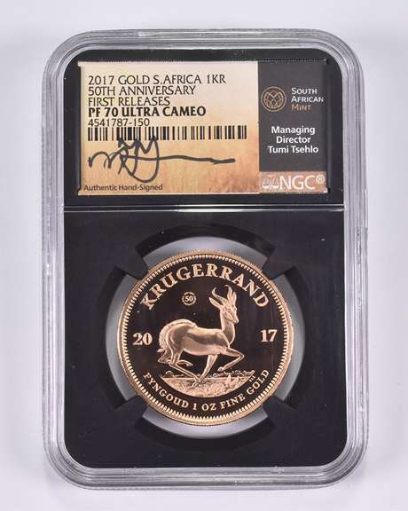 PF70 UCAM 2017 South Africa 1 Krugerrand Gold Coin FR 50th Anniv NGC