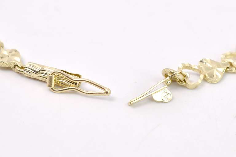 Romantic Ladies Heart Bracelet in 14K Yellow Gold