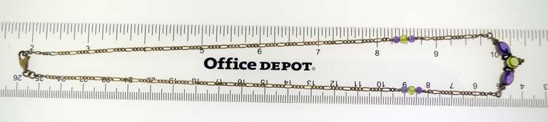 Vintage Sterling Silver Amethyst and figaro chain Necklace