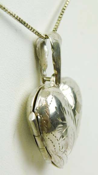 Sterling Puffy Heart Locket & Chain