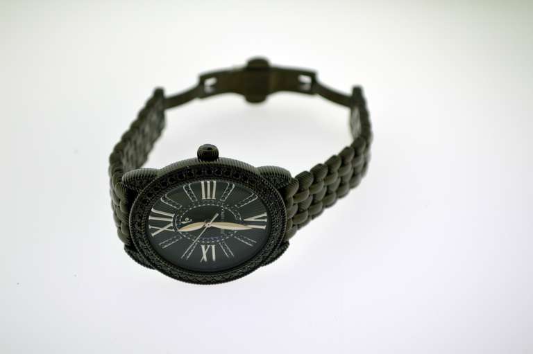 Ladies Judith Ripka Black Spinel Steel Watch