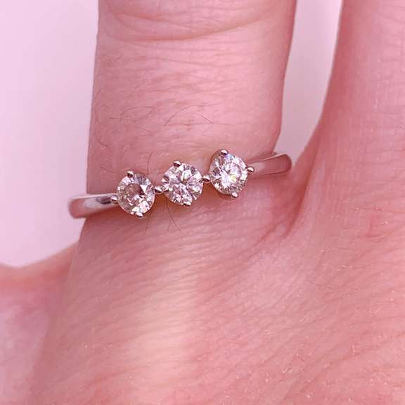 Triple Diamond Ring in14kt Solid White Gold