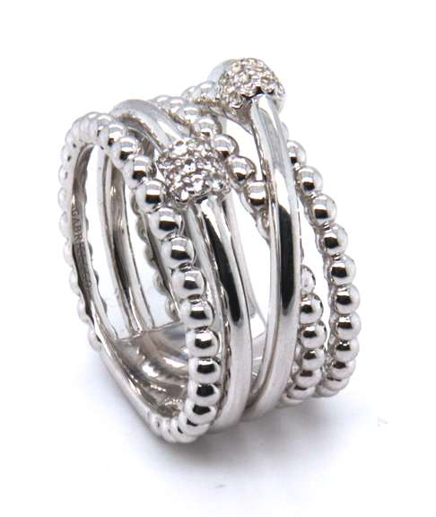 Gabriel & Co White Sapphire Multi Row Sterling Silver Ring