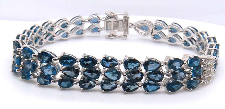 Sterling Silver DK Signed 2 Row Gemstone Bracelet