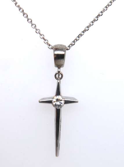 Fantastic White Gold Diamond Cross Pendant on Chain