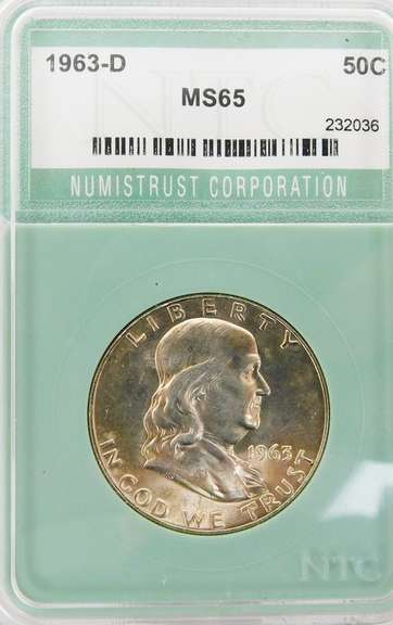 1963-D U.S. Half Dollar, Graded MS 65