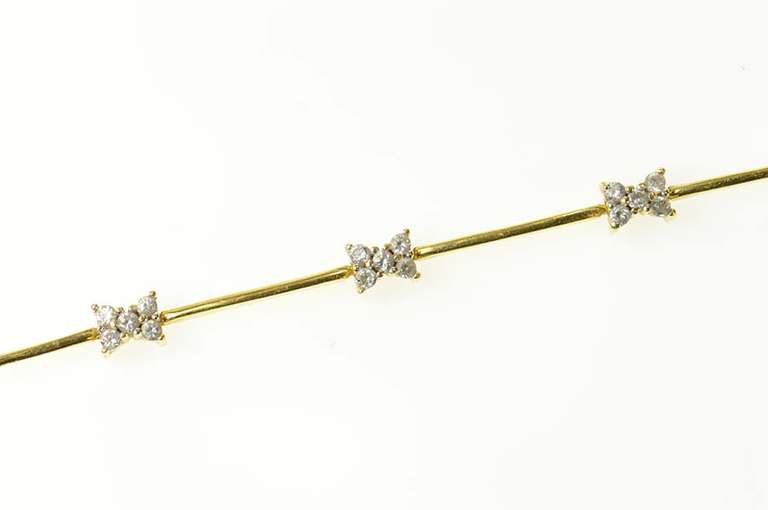 18K Yellow Gold Cubic Zirconia Cluster Bar Link Tennis Bracelet