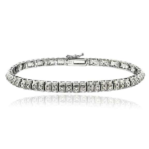 Silver Tone 1/2 Ct Diamond Studded Tennis Bracelet