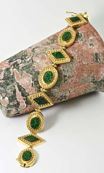 Phenomenal Artistic Malachite Druse 18K Bracelet