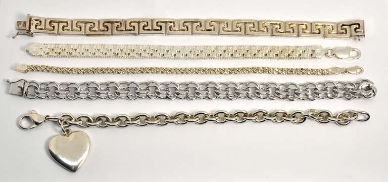 Stylish Group of 5 Sterling Bracelets
