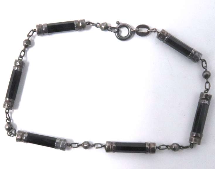 Vintage Sterling Silver Black Onyx Bracelet