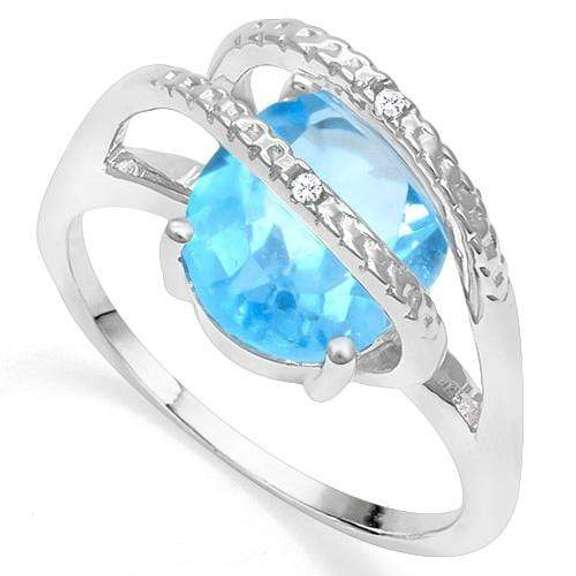 925 STERLING SILVER OV 9*11 MM BABY SWISS BLUE TOPAZ WOMEN RING