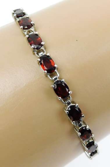 Sterling Silver Garnet Tennis Bracelet