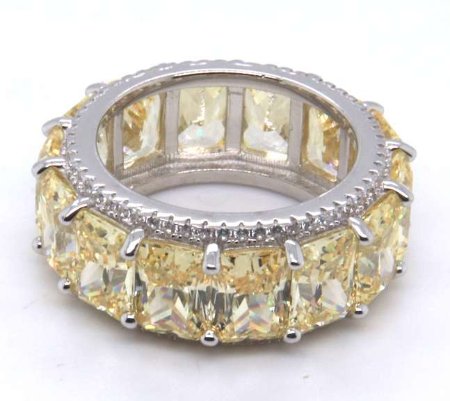 Yellow Cubic Zirconia Sterling Silver Band