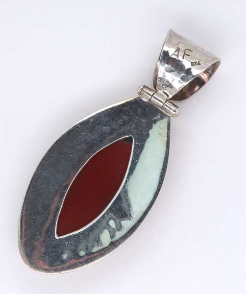 Sterling Silvre Signed Cornalian Pendant