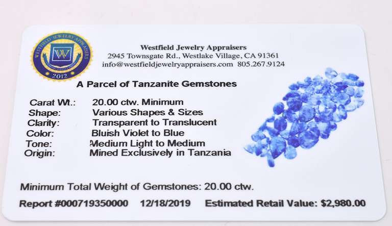 Brilliant 20.00CTW Collection of Tanzanite Gemstones