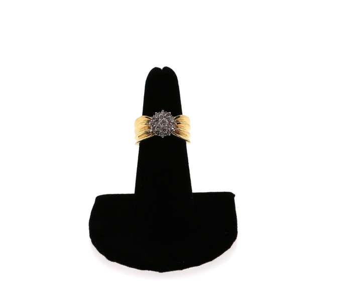 Magnificent Cluster Diamond Ring with Cushion style 14k Gold Band