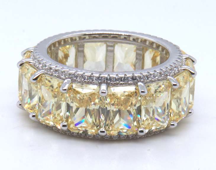 Yellow Cubic Zirconia Sterling Silver Band