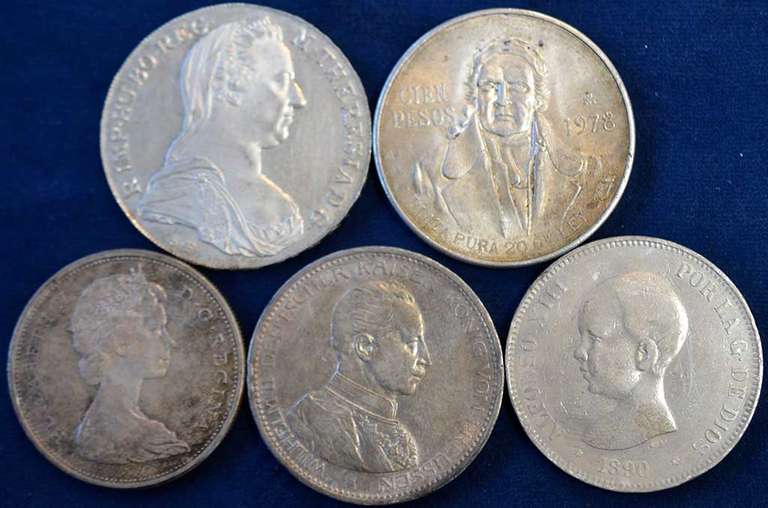 Lot Of 5 World Silver Coins.