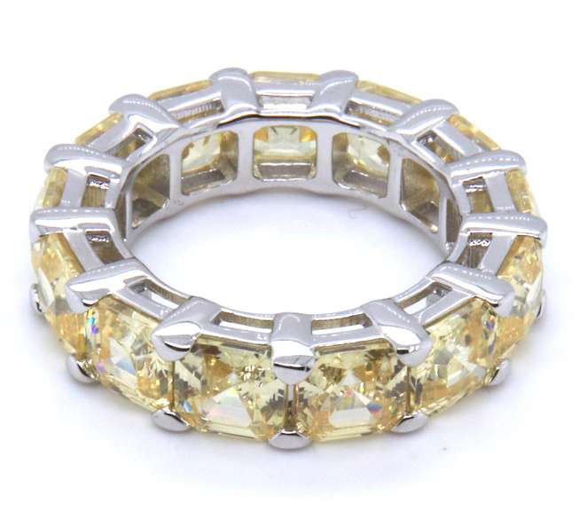 Sterling Silver Yellow Cubic Zirconia Band