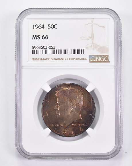 MS66 1964 Kennedy Half Dollar - Graded NGC AWESOME Tone