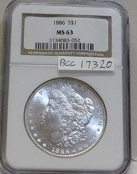1886 Morgan Dol NGC MS-63, satin