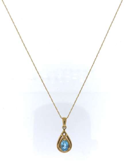 Beautiful Pear Shaped Blue Topaz Pendant on Chain