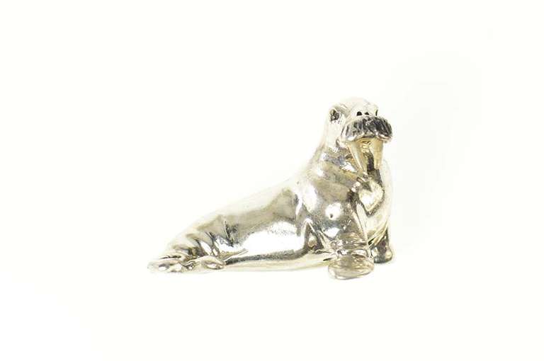 Sterling Silver 3D Walrus Arctic Marine Mammal Figurine
