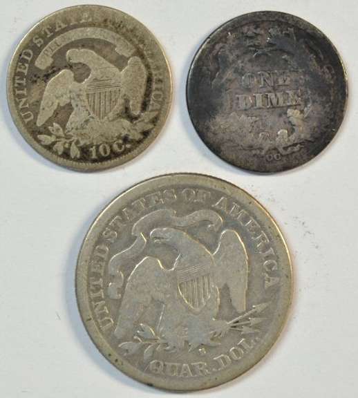 1831 & 1876-CC Dimes and 1876-S Liberty Seated Quarter