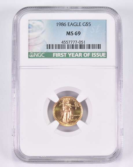 MS69 1986 $5 American Gold Eagle - First Year Of Issue - Graded NGC