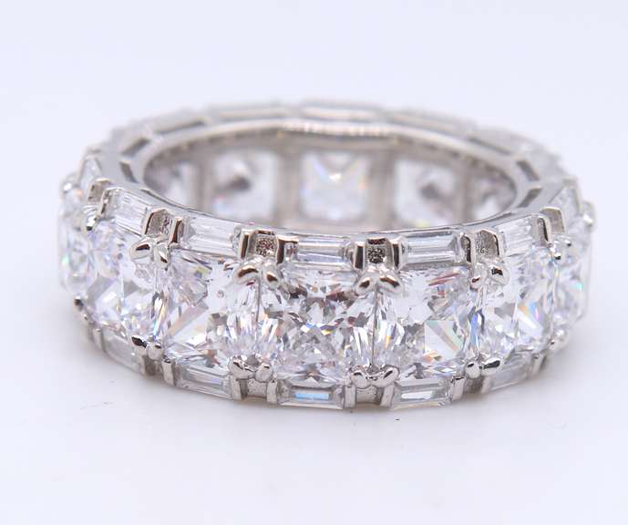 Sterling Silver Princess Cut Cubic Zirconia Band