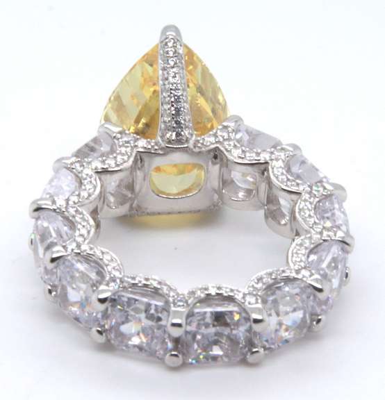 Pear Shaped Yellow Cubic Zirconia Ring