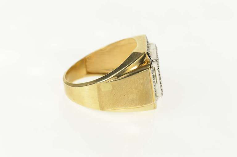 10K Yellow Gold 0.60 Ctw Squared Diamond Men's Statement Ring