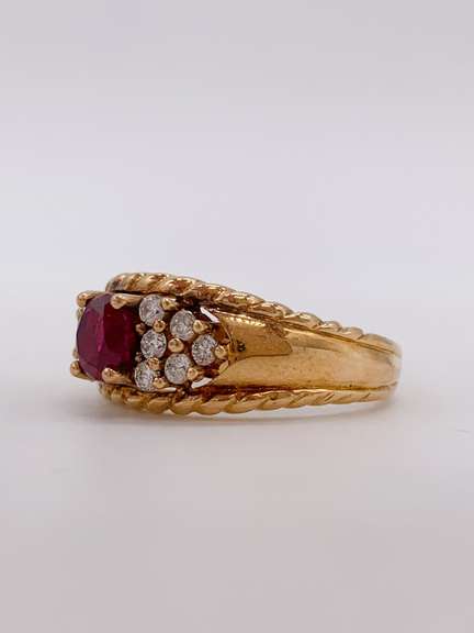 18kt Solid Yellow Gold, Ruby, & Diamond Cocktail Band Ring
