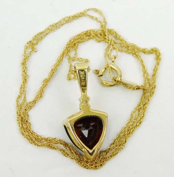 10K Large Garnet & Diamond Necklace