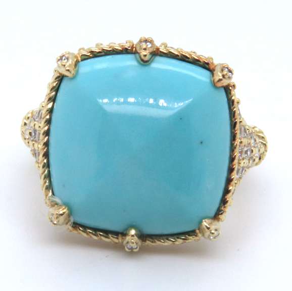 Judith Ripka Turquoise and Diamond Vermeil Ring