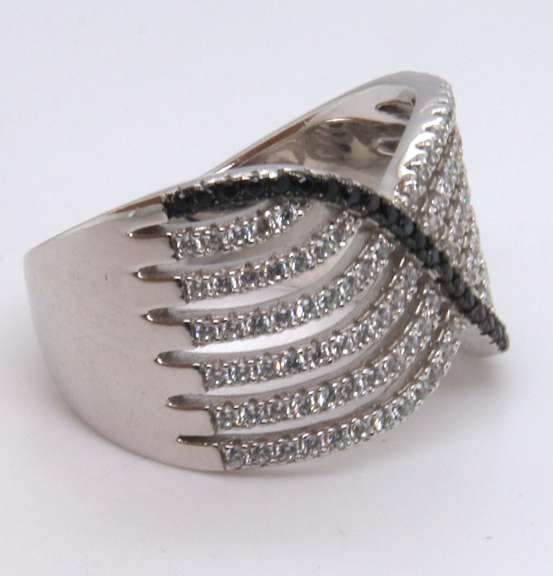 Sterling Silver Cubic Zirconia Cross over Ring